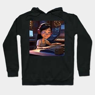 A Female Keyboard Player As A Pixar Cartoon Character Hoodie